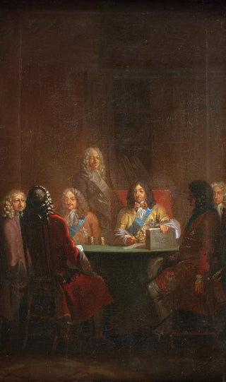 Nicolai Abildgaard - Christian V Presents Danish Law 1683.webp