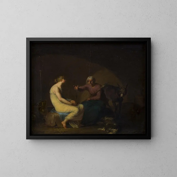La gouvernante du roi raconte à la jeune fille le mythe d'Amour et Psyché, motif d'Apulée, L'Âne d'or - Nicolai Abildgaard — ingelijst kunstwerk aan de muur