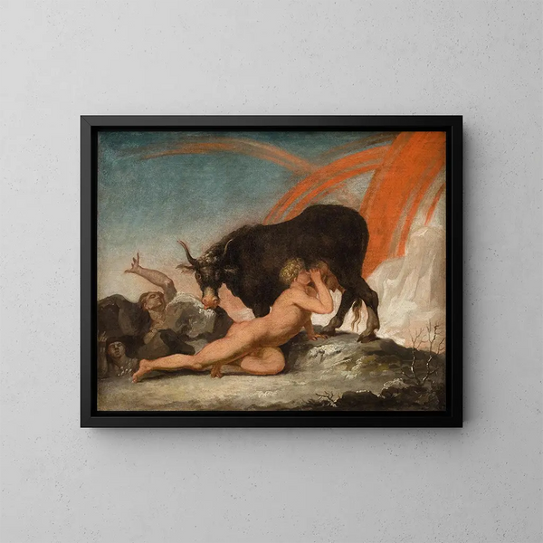 Ymir die de koe Audhumla voedt - Nicolai Abildgaard — ingelijst kunstwerk aan de muur