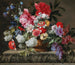Natuurschilderij met rozen, tulpen, anemonen, lila-stengels, viburnums en struiken - Nicolas Baudesson — weergave van het kunstwerk