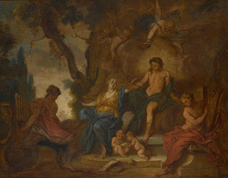 Apollon en de muzen - Nicolas Bertin — weergave van het kunstwerk