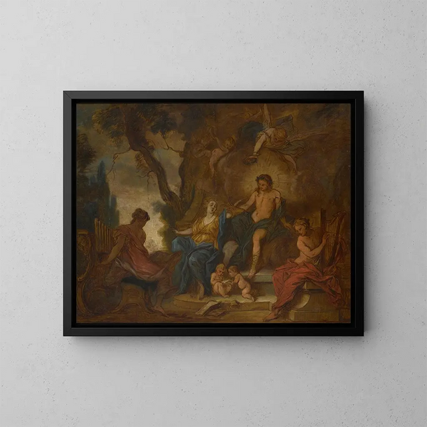 Apollon en de muzen - Nicolas Bertin — ingelijst kunstwerk aan de muur
