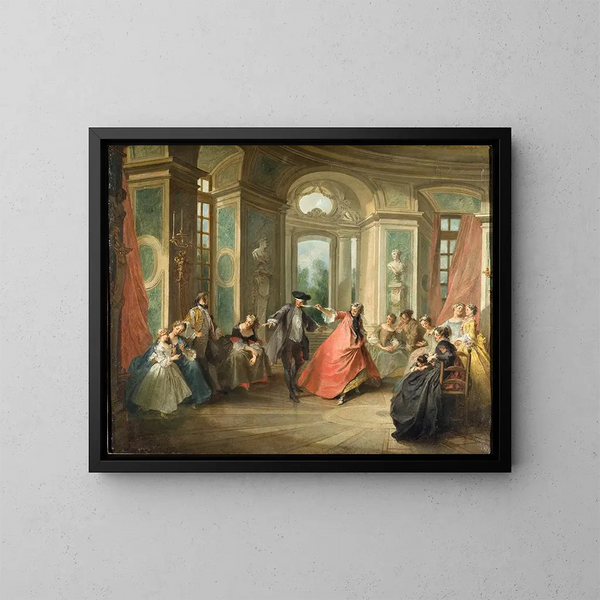 Het spel met de sjaal - Nicolas Lancret — ingelijst kunstwerk aan de muur