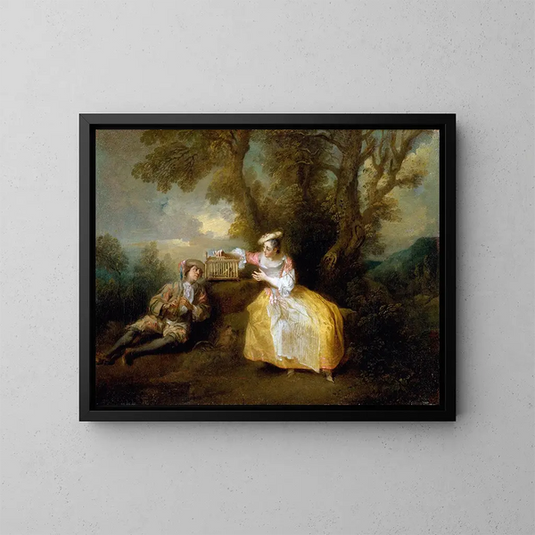 L'oiseau captif - Nicolas Lancret — ingelijst kunstwerk aan de muur