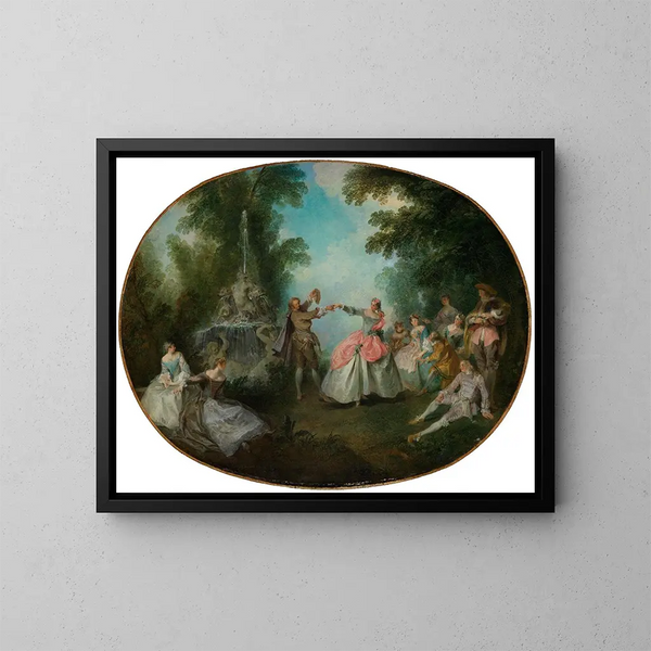 Het menuet - Nicolas Lancret — ingelijst kunstwerk aan de muur