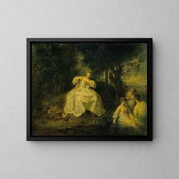 Vrouwen die baden - Nicolas Lancret — ingelijst kunstwerk aan de muur