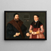 Double portrait painting of Balthasar Dürer and his second wife Magdalena Bayerin - Nicolas Neufchâtel — framed artwork on a wall
