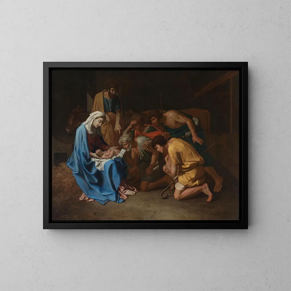 Aanbidding der herders - Nicolas Poussin — ingelijst kunstwerk aan de muur