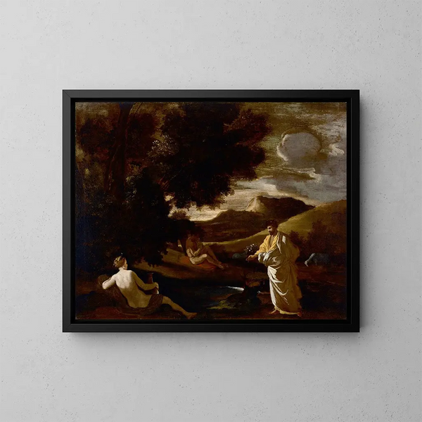 Le roi Midas transforme une branche de chêne en or - Nicolas Poussin — ingelijst kunstwerk aan de muur