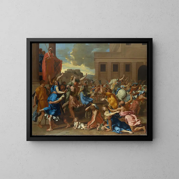 L'Enlèvement des Sabines - Nicolas Poussin — ingelijst kunstwerk aan de muur