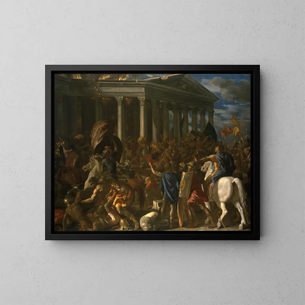 La destruction et le pillage du Temple de Jérusalem - Nicolas Poussin — ingelijst kunstwerk aan de muur