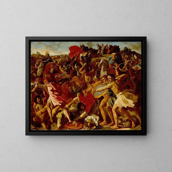 De overwinning van Jozua op de Amalekieten - Nicolas Poussin — ingelijst kunstwerk aan de muur