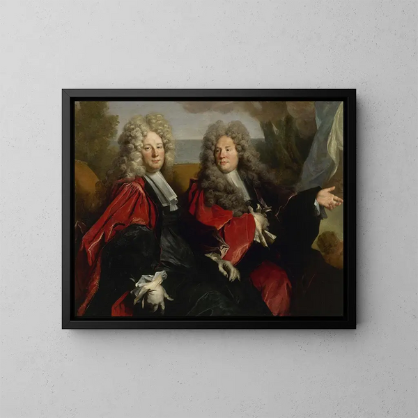 Portret van twee schepenen in functie in 1702 - Nicolas de Largillière — ingelijst kunstwerk aan de muur