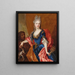 Portret van een dame die een pauwenveren waaier vasthoudt met haar dienaar die een hond vasthoudt - Nicolas de Largillière — ingelijst kunstwerk aan de muur