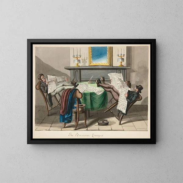 De flaneurs van de bar - Nicolino Calyo — ingelijst kunstwerk aan de muur