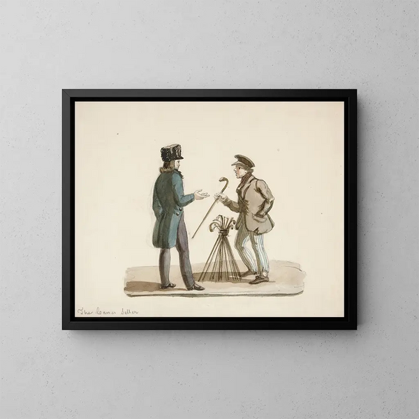 De verkoper van stokken - Nicolino Calyo — ingelijst kunstwerk aan de muur