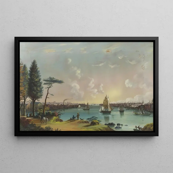 Nicolino Calyo - The East River Looking Southwest Blackwells island in Foreground the Navy Yard at Extreme Left and View of Lower New York from Jersey City.webp