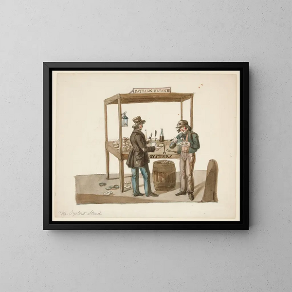 De oestertent - Nicolino Calyo — ingelijst kunstwerk aan de muur