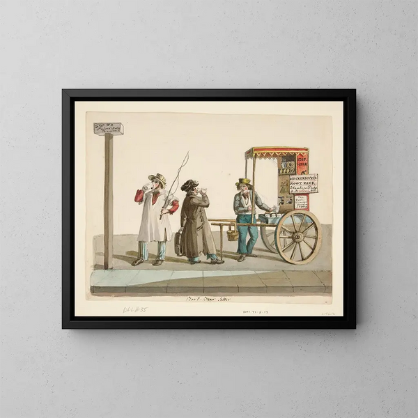De Rootbeer Verkoper - Nicolino Calyo — ingelijst kunstwerk aan de muur