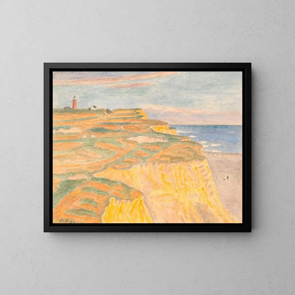 De kliffen en de vuurtoren van Bovbjerg - Niels Bjerre — ingelijst kunstwerk aan de muur