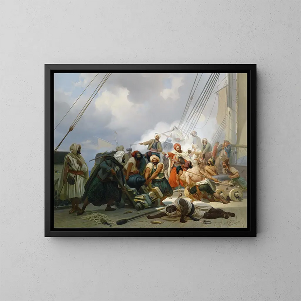 Zeeslag - Niels Simonsen — ingelijst kunstwerk aan de muur