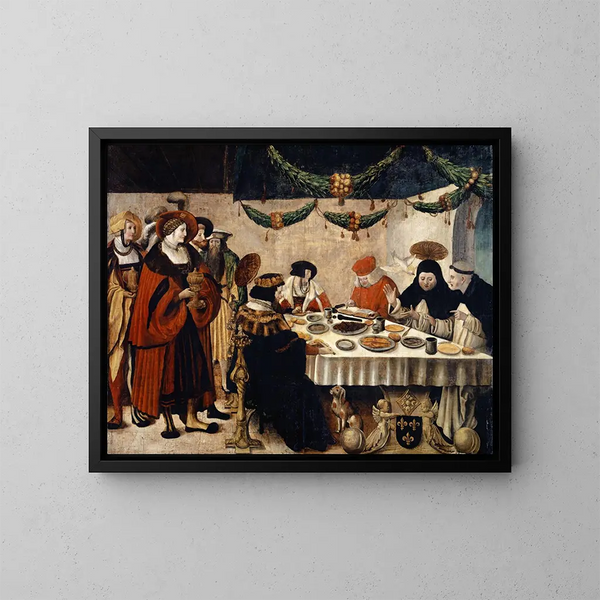 Sint Thomas van Aquino aan de tafel van koning Lodewijk de Heilige - Niklaus Manuel — ingelijst kunstwerk aan de muur