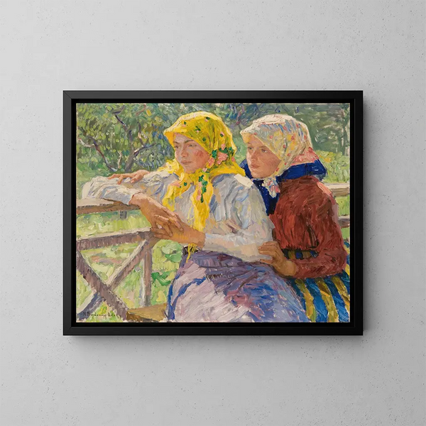 Latgallische Mädchen - Nikolai Bogdanov-Belsky — ingelijst kunstwerk aan de muur