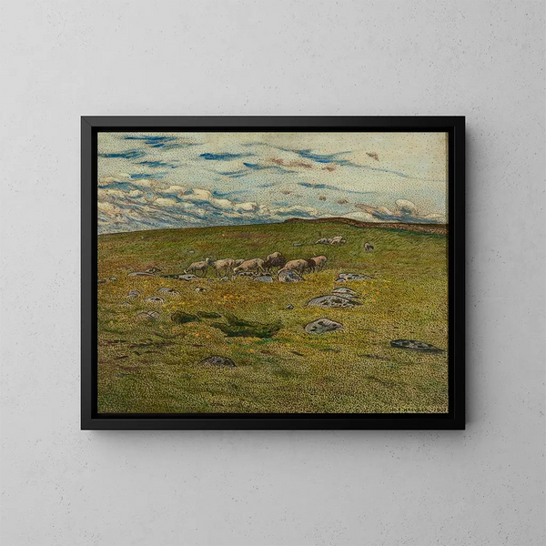 Schapen grazen - Nils Kreuger — ingelijst kunstwerk aan de muur