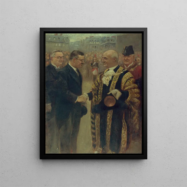 Nol Dorville - Sir George Broadbridge lordmaire de Londres serre la main M Raymond Laurent prsident du Conseil municipal.webp