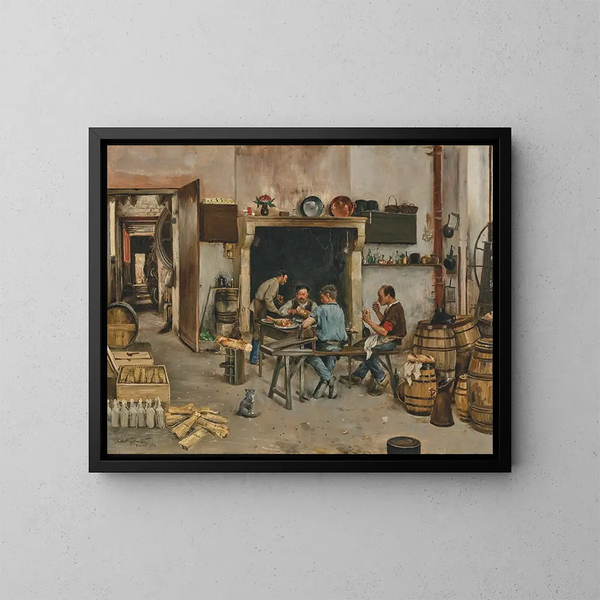 Het maaltijd van de arbeiders - Norbert Goeneutte — ingelijst kunstwerk aan de muur