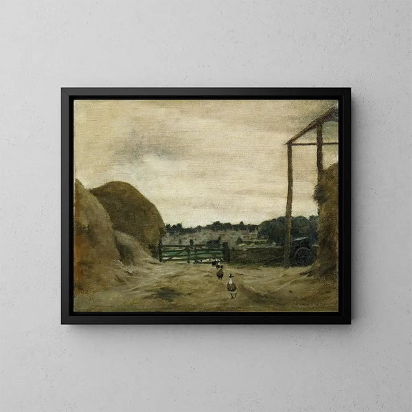 Burford vanaf de binnenplaats van de boerderij West Hall Hill - Norman Garstin — ingelijst kunstwerk aan de muur