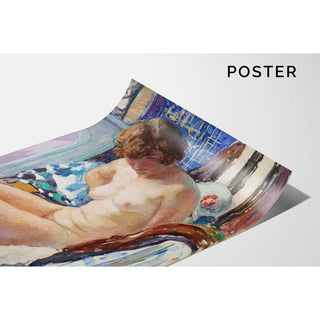Nu assis près de la cheminée - Henri Lebasque | Reproduction Tableau Décoration murale affiche copie