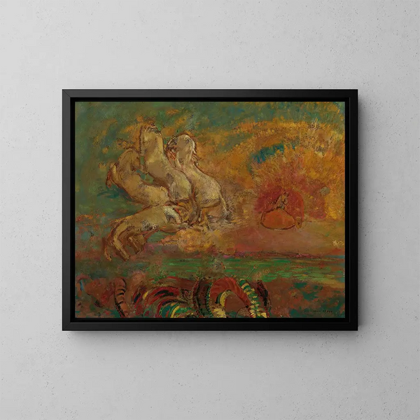 De strijdwagen van Apollo en de draak - Odilon Redon — ingelijst kunstwerk aan de muur