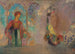 Vrouw in een gotische boog, vrouw met bloemen - Odilon Redon — weergave van het kunstwerk