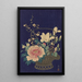 Basket of Flowers in Bamboo - Ohara Koson — framed artwork on a wall