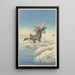 Duck Flight over Snowy Reeds - Ohara Koson — framed artwork on a wall