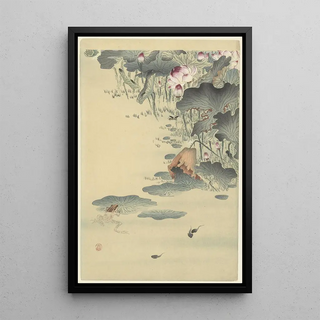 Ohara Koson - Frog and tadpoles.webp