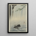 Japanese wagtail at the waterfall - Ohara Koson — framed artwork on a wall