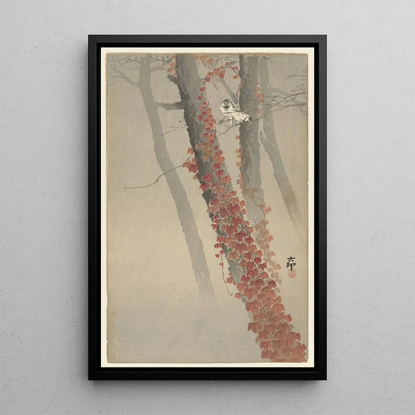 Lierre rouge - Ohara Koson — ingelijst kunstwerk aan de muur