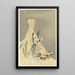Bird singing near a haystack - Ohara Koson — framed artwork on a wall