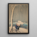 Umbrellas in the Snow - Ohara Koson — framed artwork on a wall