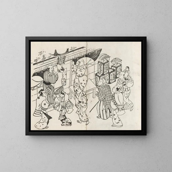Yakusha ezukushi Pl1 - Okumura Masanobu — ingelijst kunstwerk aan de muur