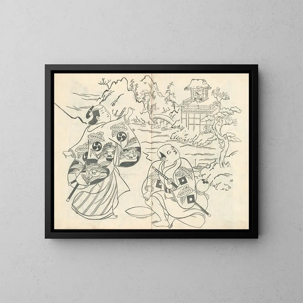 Yakusha ezukushi Pl4 - Okumura Masanobu — ingelijst kunstwerk aan de muur