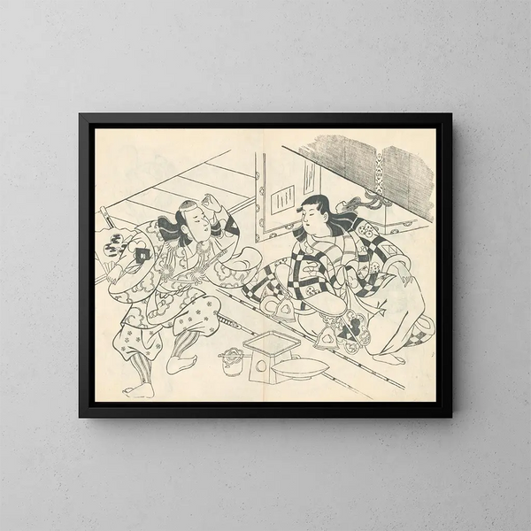 Yakusha ezukushi Pl9 - Okumura Masanobu — ingelijst kunstwerk aan de muur