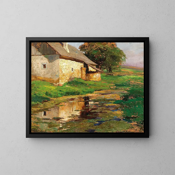 Achter de Tempel bij het Huis - Olga Wisinger-Florian — ingelijst kunstwerk aan de muur