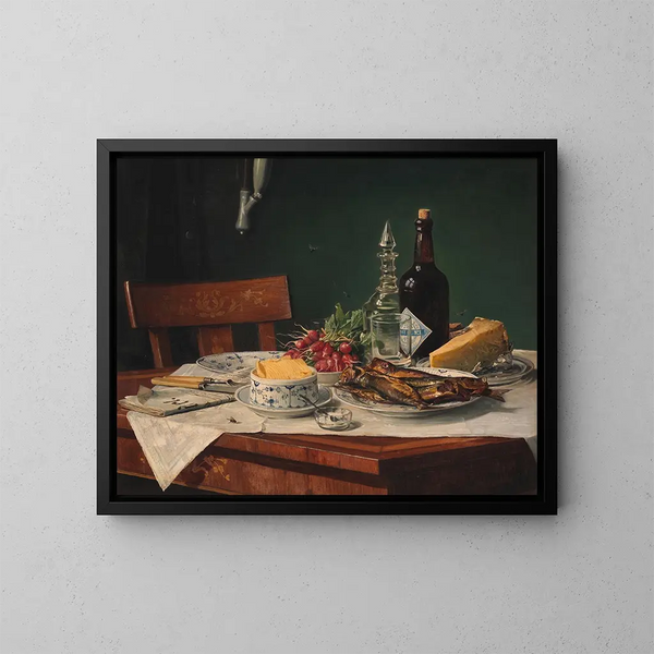 Het Ontbijt - Oluf August Hermansen — ingelijst kunstwerk aan de muur