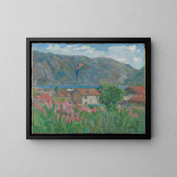 De Seljord - Oluf Wold-Torne — ingelijst kunstwerk aan de muur