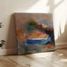 Reproductie van het schilderij Ophélie met een blauwe mauviette in het water - Odilon Redon