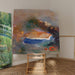 Reproductie van het schilderij Ophélie met een blauwe mauviette in het water - Odilon Redon