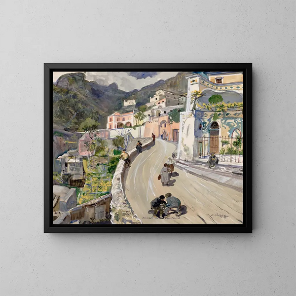 Vue van Positano - Oskar Laske — ingelijst kunstwerk aan de muur